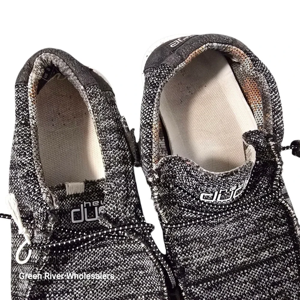 Hey Dude Wally Sox Black White Men's Casual Loafers Comfort Shoes‎ Size US 8